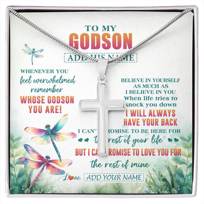 Stainless Cross Necklace Stainless Steel | 1 | Personalized To My Godson Gifts Necklace From Godmother Godmother Whenever You Feel Dragonfly Godson Birthday Gifts Graduation Christmas Gift Box Message Card | https://siriusteestore.