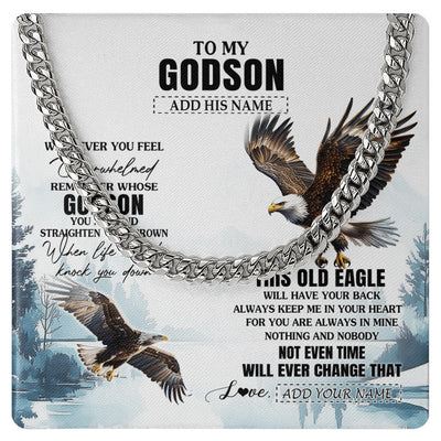 Cuban Link Chain Necklace Stainless Steel | 1 | Personalized To My Godson Gifts Necklace From Godmother Uncle Whenever Eagle Unique Birthday Gifts For Godson Christmas Custom Keepsake Gift Box Message Card | https://siriusteestore.