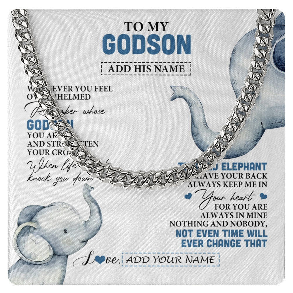 Cuban Link Chain Necklace Stainless Steel | 1 | Personalized To My Godson Gifts Necklace From Godmother Uncle Whenever Elephant Unique Birthday Gifts For Godson Graduation Christmas Gift Box Message Card | siriusteestore.myshopify