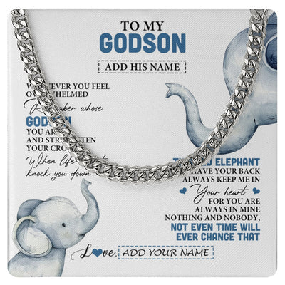 Cuban Link Chain Necklace Stainless Steel | 1 | Personalized To My Godson Gifts Necklace From Godmother Uncle Whenever Elephant Unique Birthday Gifts For Godson Graduation Christmas Gift Box Message Card | siriusteestore.myshopify