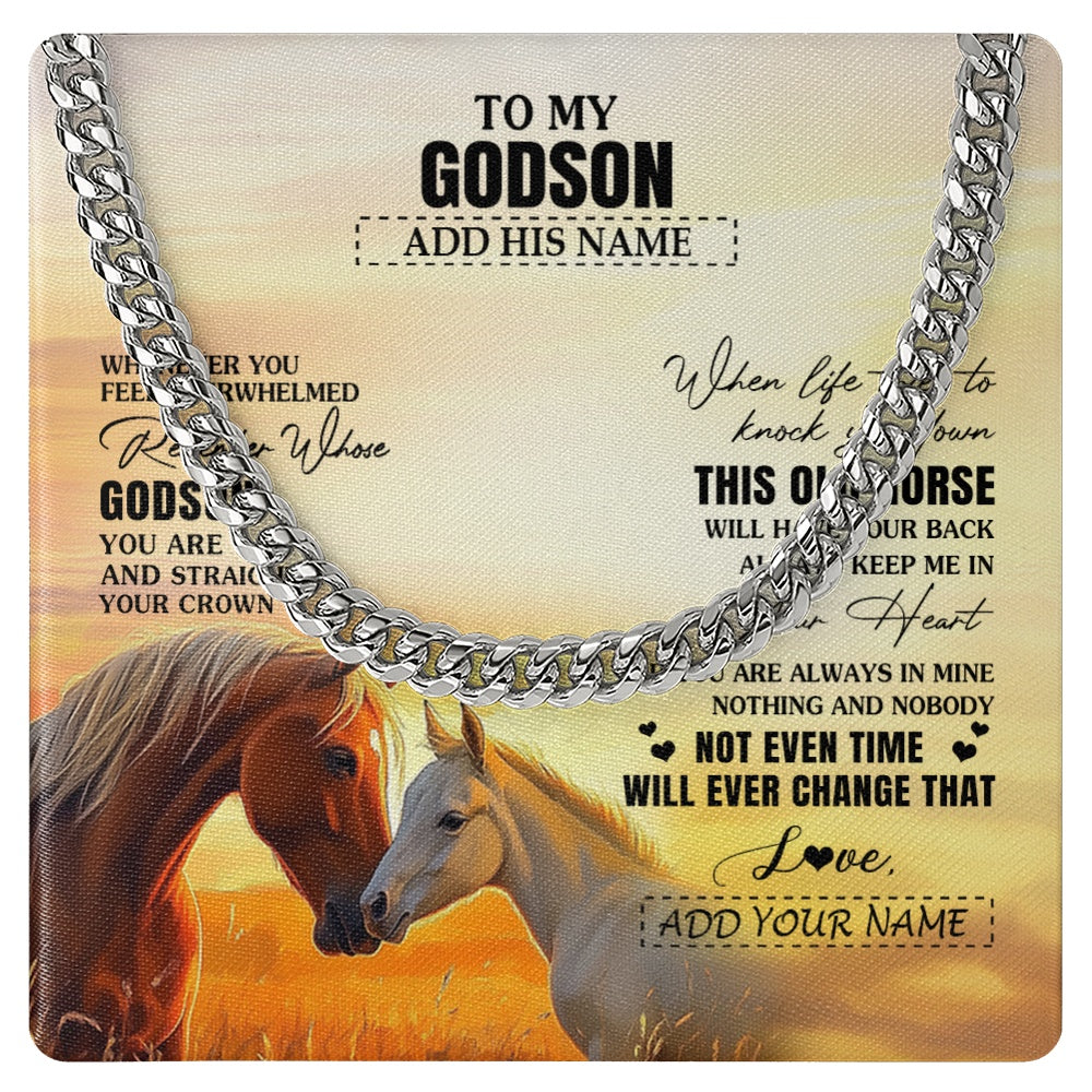 Cuban Link Chain Necklace Stainless Steel | 1 | Personalized To My Godson Gifts Necklace From Godmother Uncle Whenever Horse Unique Birthday Gifts For Godson Graduation Christmas Gift Box Message Card | siriusteestore.myshopify
