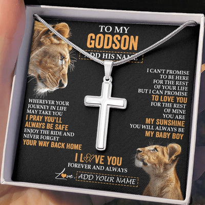 Stainless Cross Necklace Stainless Steel | 2 | Personalized To My Godson Gifts Necklace From Godmother Wherever Your Journey In Life Lion Goddaughter Birthday Gifts Christmas Custom Gift Box Message Card | https://siriusteestore.