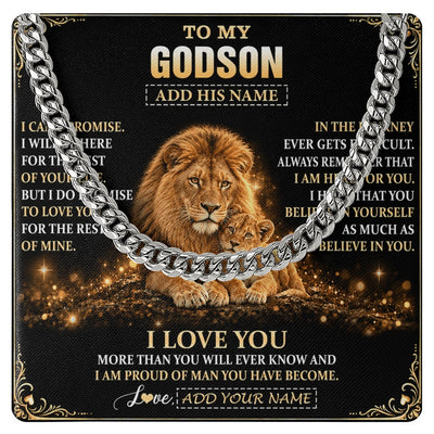 Cuban Link Chain Necklace Stainless Steel | 1 | Personalized To My Godson Gifts Necklace From Uncle To Godson Birthday Gifts Love You Forever Lion Graduation Christmas Custom Gift Box Message Card | https://siriusteestore.