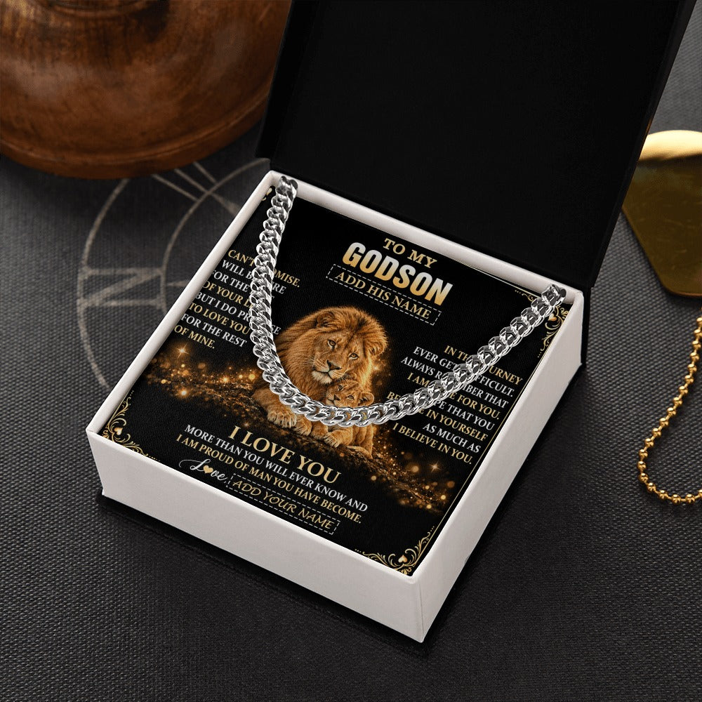 Cuban Link Chain Necklace Stainless Steel | 2 | Personalized To My Godson Gifts Necklace From Uncle To Godson Birthday Gifts Love You Forever Lion Graduation Christmas Custom Gift Box Message Card | https://siriusteestore.