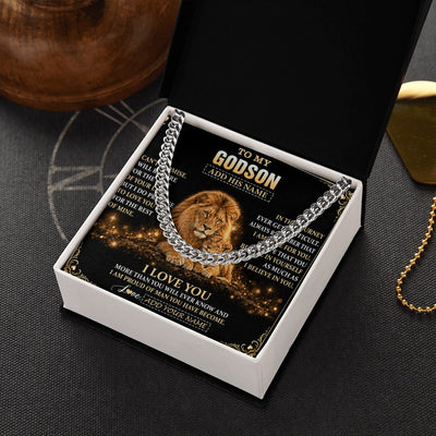 Cuban Link Chain Necklace Stainless Steel | 2 | Personalized To My Godson Gifts Necklace From Uncle To Godson Birthday Gifts Love You Forever Lion Graduation Christmas Custom Gift Box Message Card | https://siriusteestore.