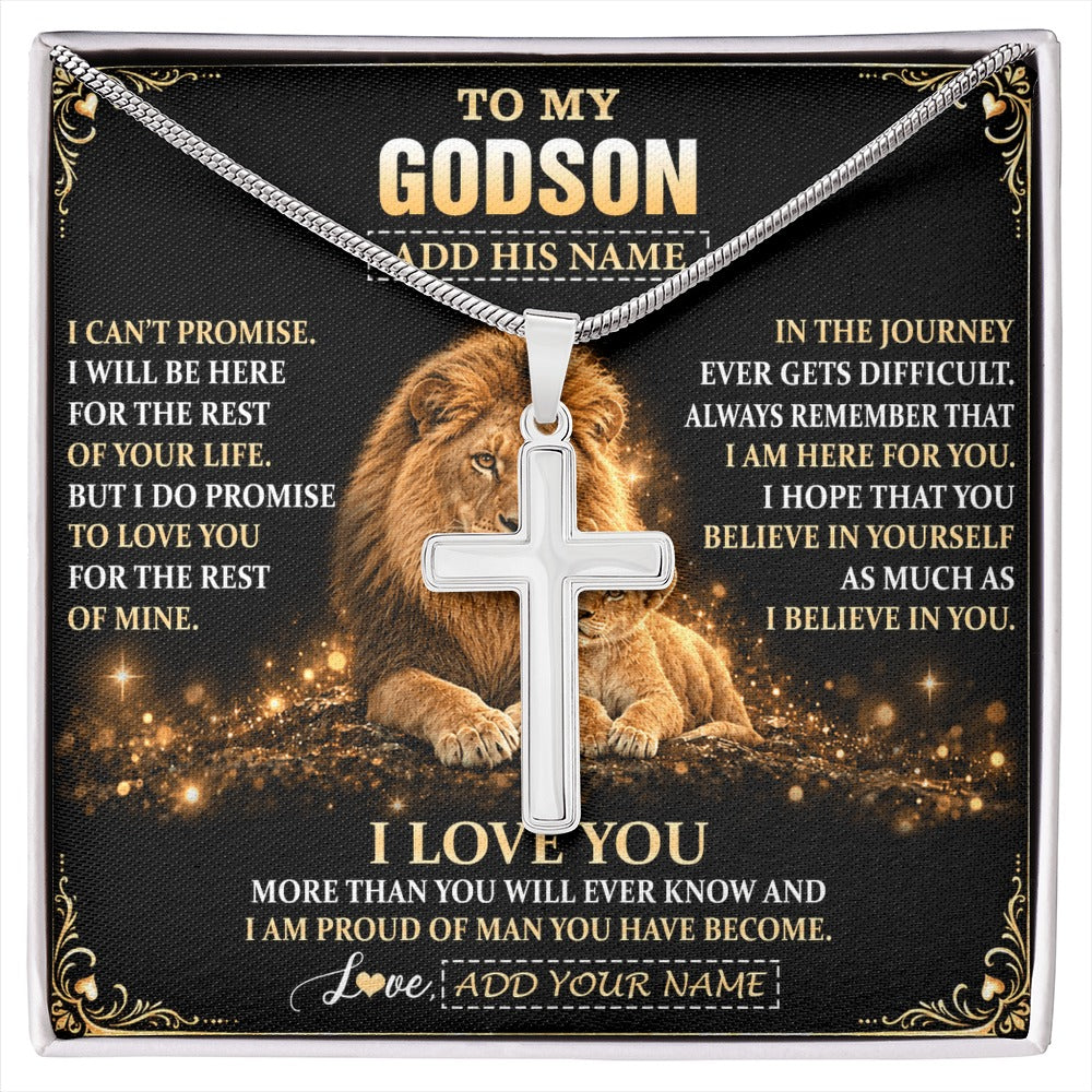Stainless Cross Necklace Stainless Steel | 1 | Personalized To My Godson Gifts Necklace From Uncle To Godson Birthday Gifts Love You Forever Lion Graduation Christmas Custom Gift Box Message Card | https://siriusteestore.