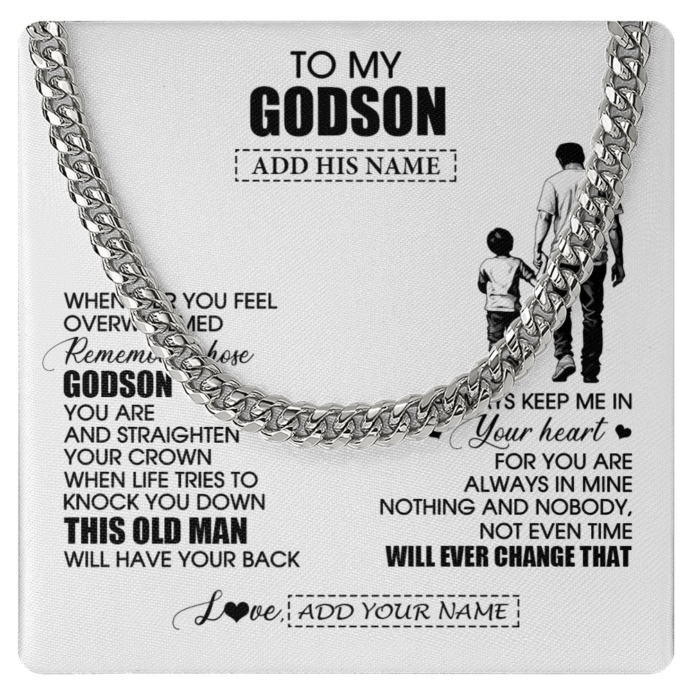Cuban Link Chain Necklace Stainless Steel | 1 | Personalized To My Godson Gifts Necklace From Uncle Whenever Man Unique Birthday Gifts For Godson Graduation Christmas Customized Gift Box Message Card | siriusteestore.myshopify