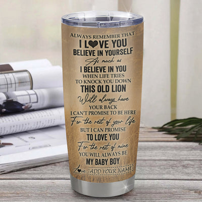 Personalized To My Godson Gifts Tumbler From Godmother Aunt Always Remember Lion Gifts For Godson Birthday Graduation Christmas Custom Stainless Steel Travel Mug | siriusteestore