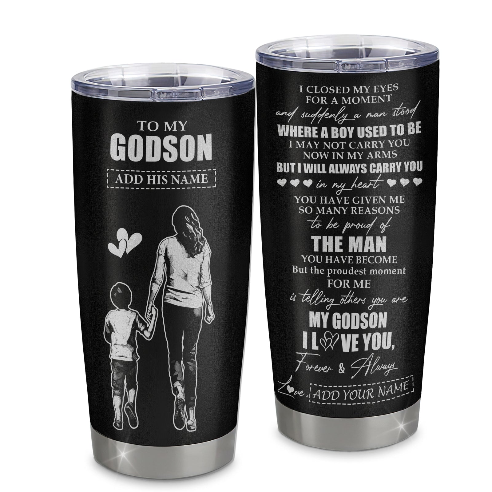 Personalized To My Godson Gifts Tumbler From Godmother Aunt I Closed My Eyes For A Moment Godson Birthday Graduation Christmas Custom Stainless Steel Cup Travel Mug | siriusteestore