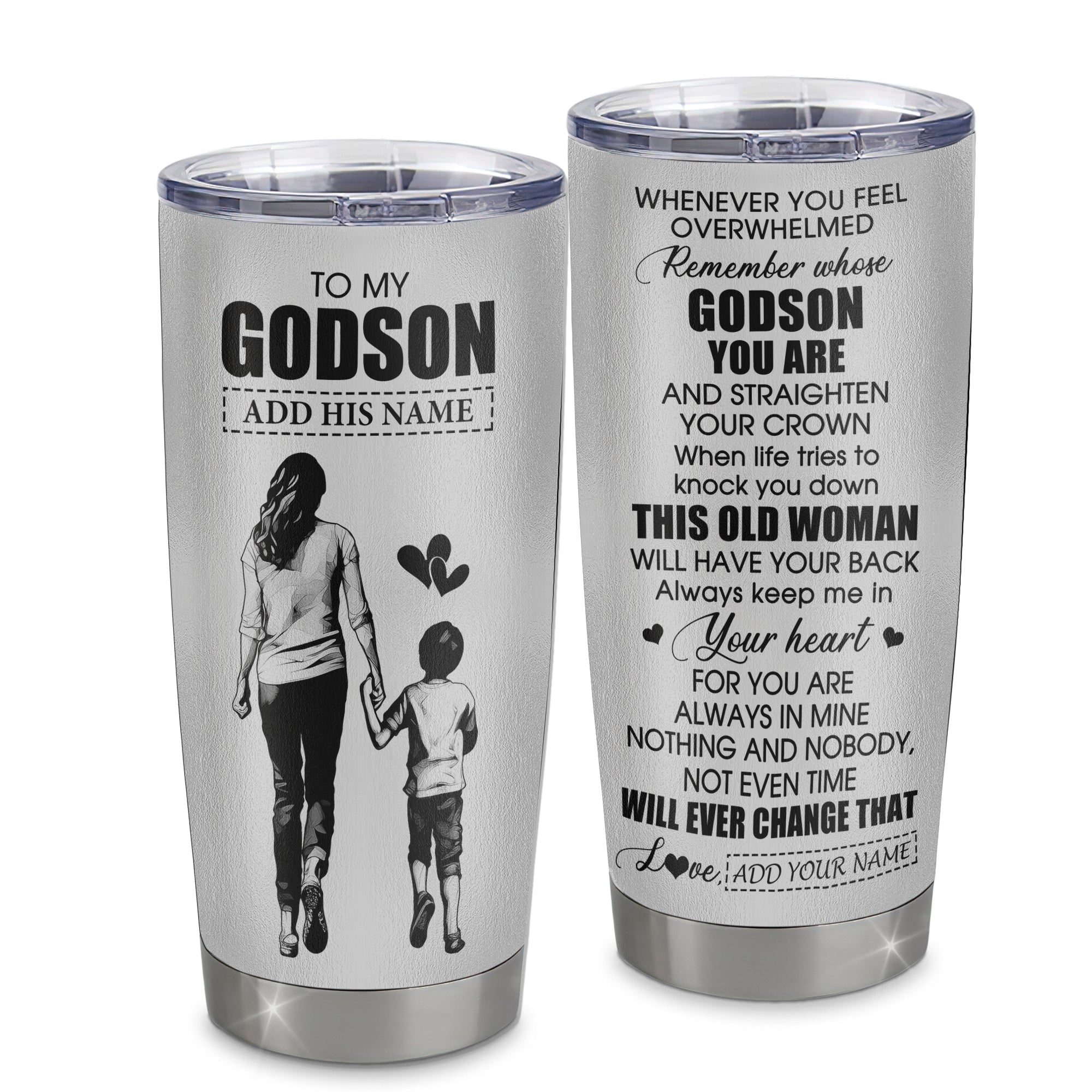 Personalized To My Godson Gifts Tumbler From Godmother Aunt Whenever Woman Unique Birthday Gifts For Godson Graduation Christmas Custom Stainless Steel Cup Travel Mug | siriusteestore