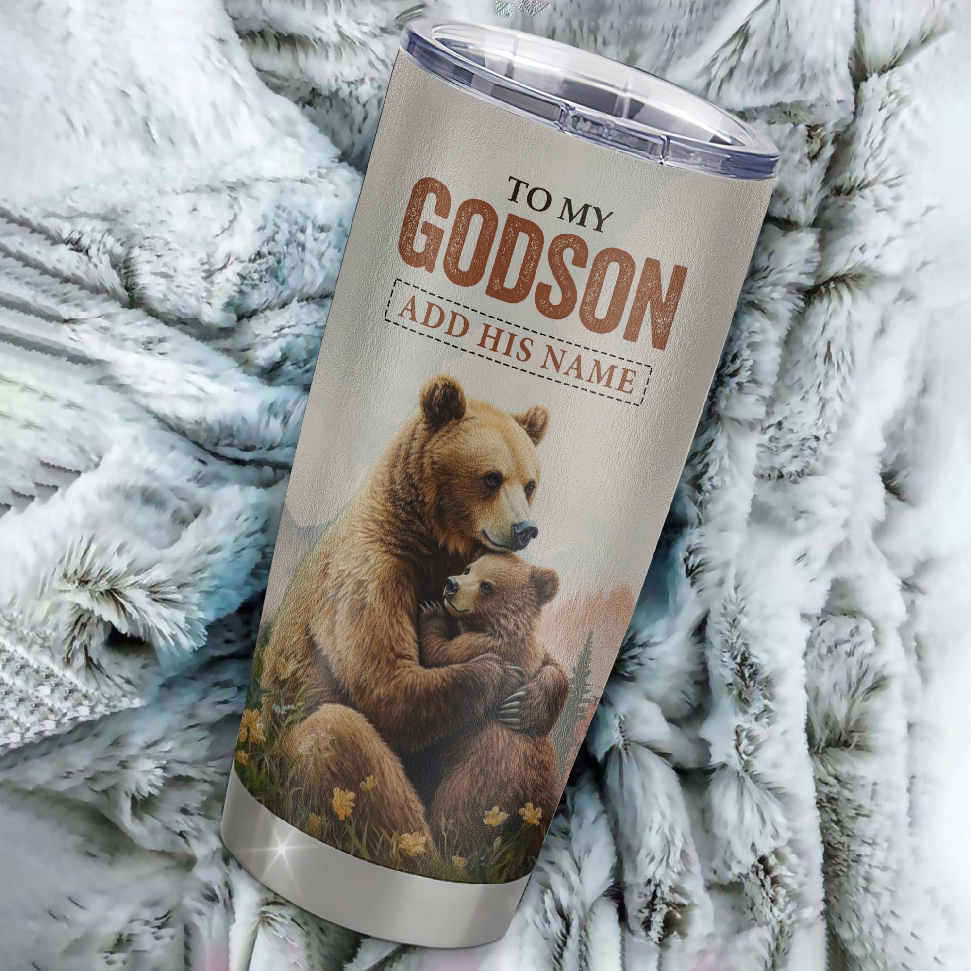 Personalized To My Godson Gifts Tumbler From Godmother Uncle Bear My Only Wish For You Godson Birthday Gifts Graduation Christmas Custom Stainless Steel Cup Travel Mug | siriusteestore