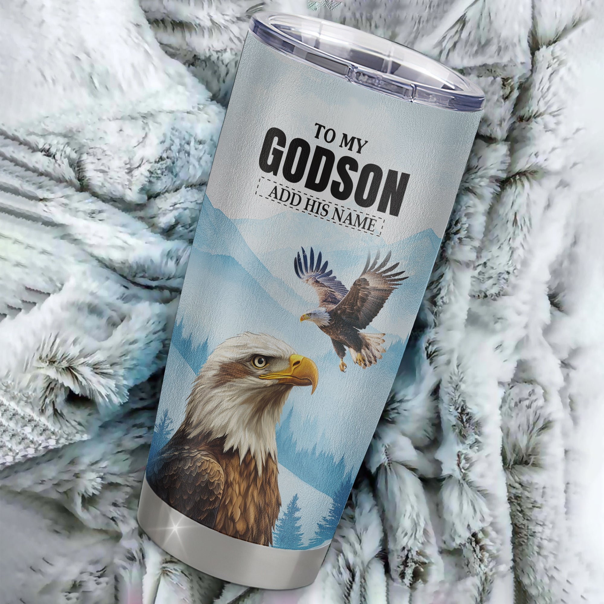 Personalized To My Godson Gifts Tumbler From Godmother Uncle Eagle My Only Wish For You Godson Birthday Gifts Graduation Christmas Custom Stainless Steel Cup Travel Mug | siriusteestore
