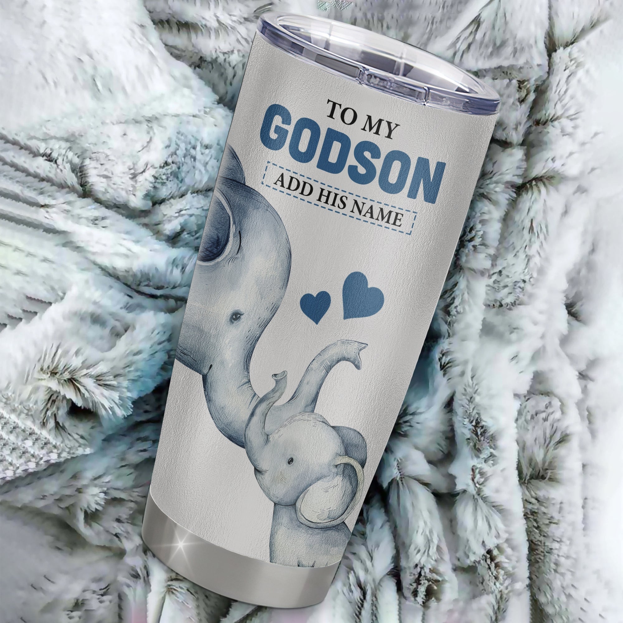 Personalized To My Godson Gifts Tumbler From Godmother Uncle Whenever Elephant Unique Birthday Gifts For Godson Graduation Christmas Custom Stainless Steel Travel Mug | siriusteestore