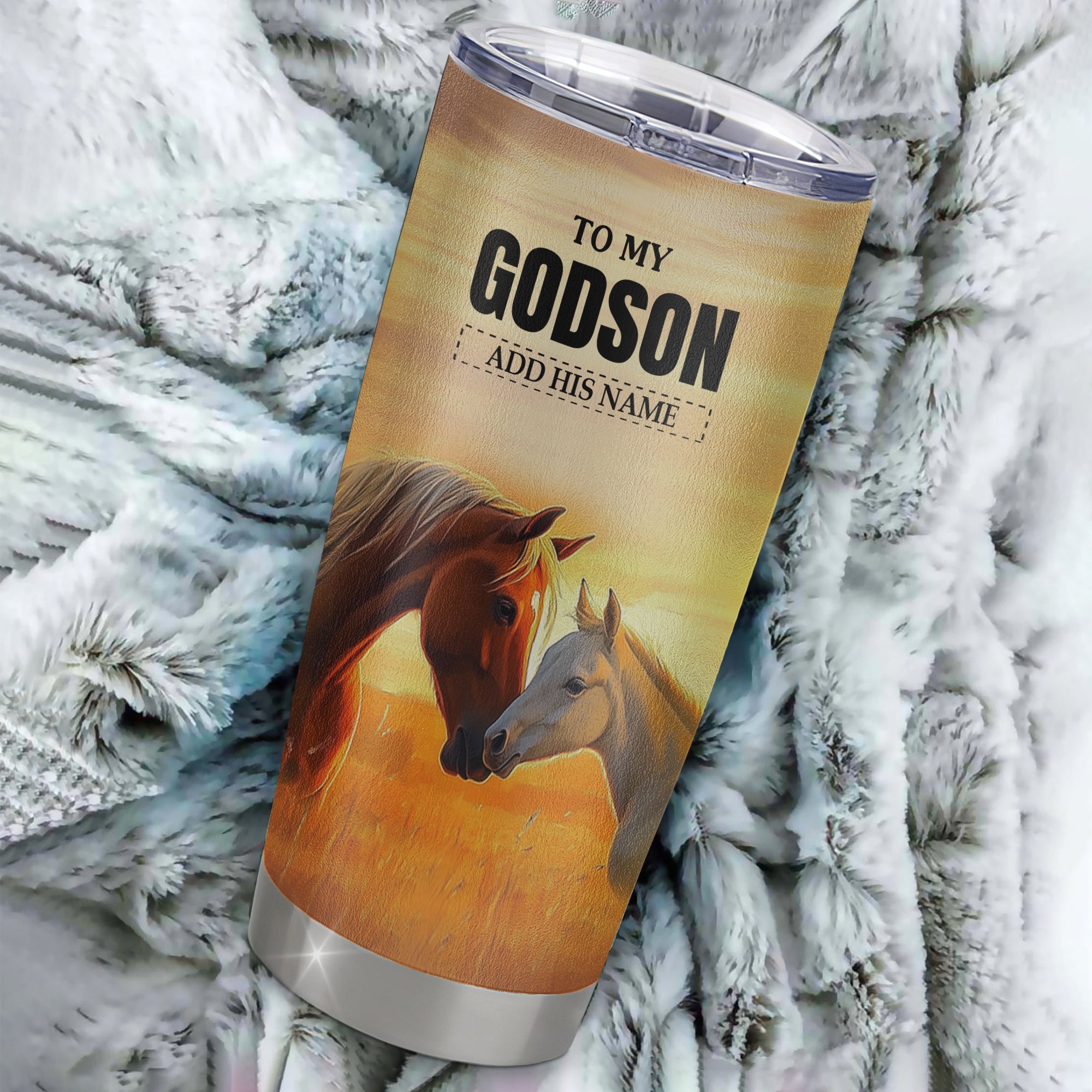 Personalized To My Godson Gifts Tumbler From Godmother Uncle Whenever Horse Unique Birthday Gifts For Godson Graduation Christmas Custom Stainless Steel Cup Travel Mug | siriusteestore