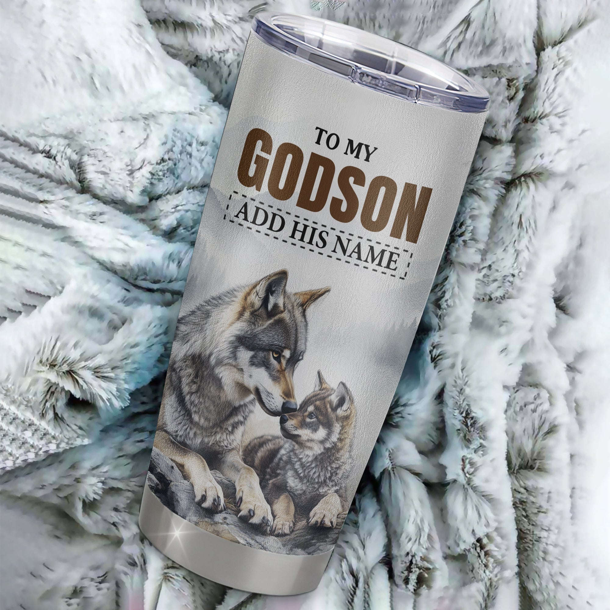 Personalized To My Godson Gifts Tumbler From Godmother Uncle Wolf My Only Wish For You Godson Birthday Gifts Graduation Christmas Customized Stainless Steel Mug | siriusteestore
