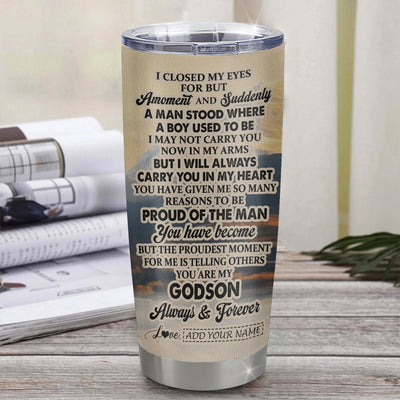 Personalized To My Godson Gifts Tumbler Tiger From Godmother Uncle Godmother You Are My Godson Birthday Gifts Graduation Christmas Custom Stainless Steel Travel Mug Shirt & Hoodie | siriusteestore