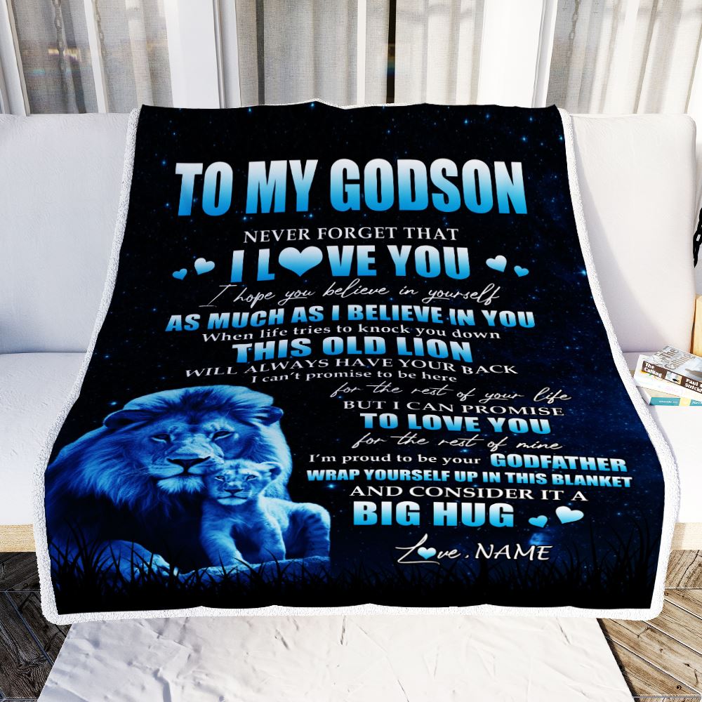 Personalized To My Godson Lion Blanket From Godfather Never Forget