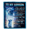 Personalized To My Godson Lion Blanket From Godmother Every Day Laugh Love Live Godson Birthday Graduation Christmas Customized Bed Fleece Throw Blanket | siriusteestore