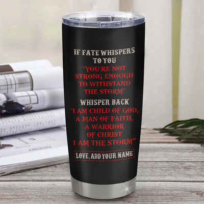 Personalized To My Godson Tumbler From Godfather For Men Warrior Knight Templar I Am The Storm Birthday Gifts For Godson Christmas Custom Stainless Steel Mug | siriusteestore