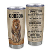 Personalized To My Godson Tumbler From Godfather Lion Stainless Steel Cup Never Forget That I Love You Godson Birthday Gifts Graduation Christmas Custom Travel Mug | siriusteestore
