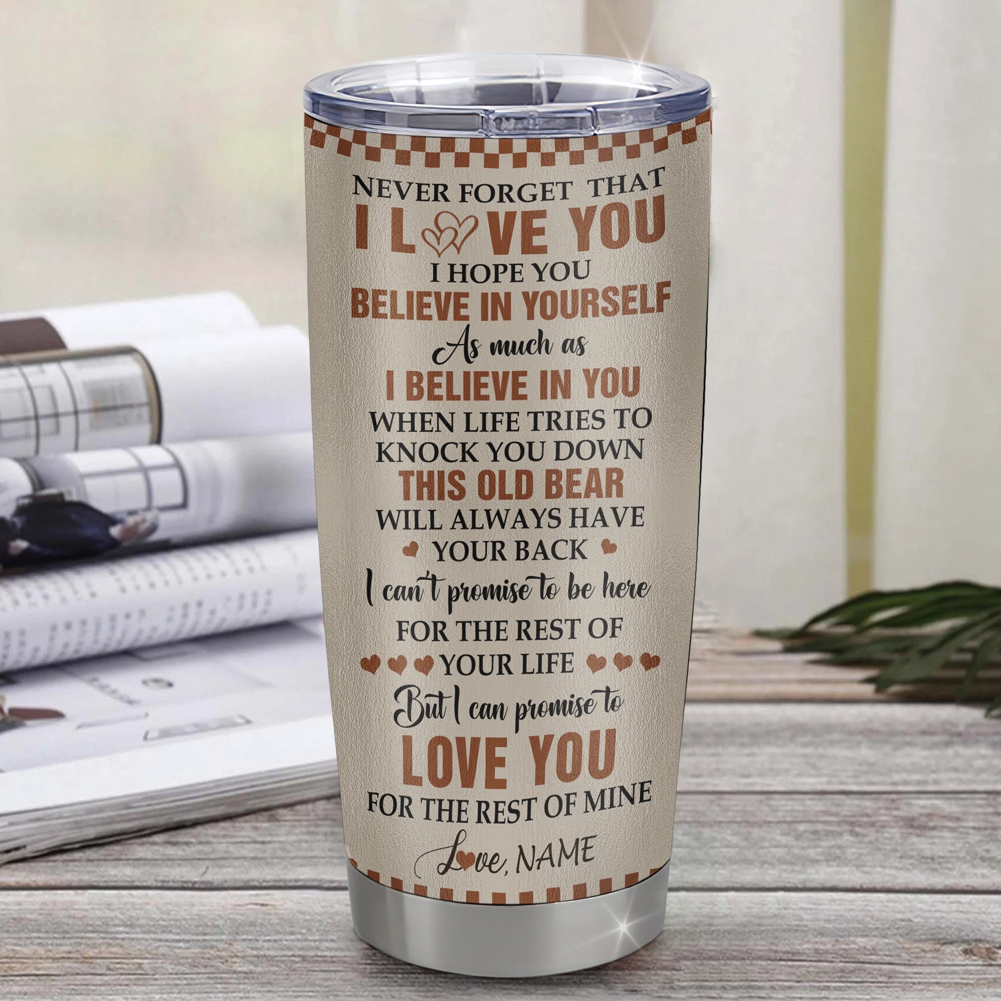 Personalized To My Godson Tumbler From Godmother Aunt Uncle Stainless Steel Cup This Old Bear Love You Godson Birthday Gifts Graduation Christmas Custom Travel Mug | siriusteestore