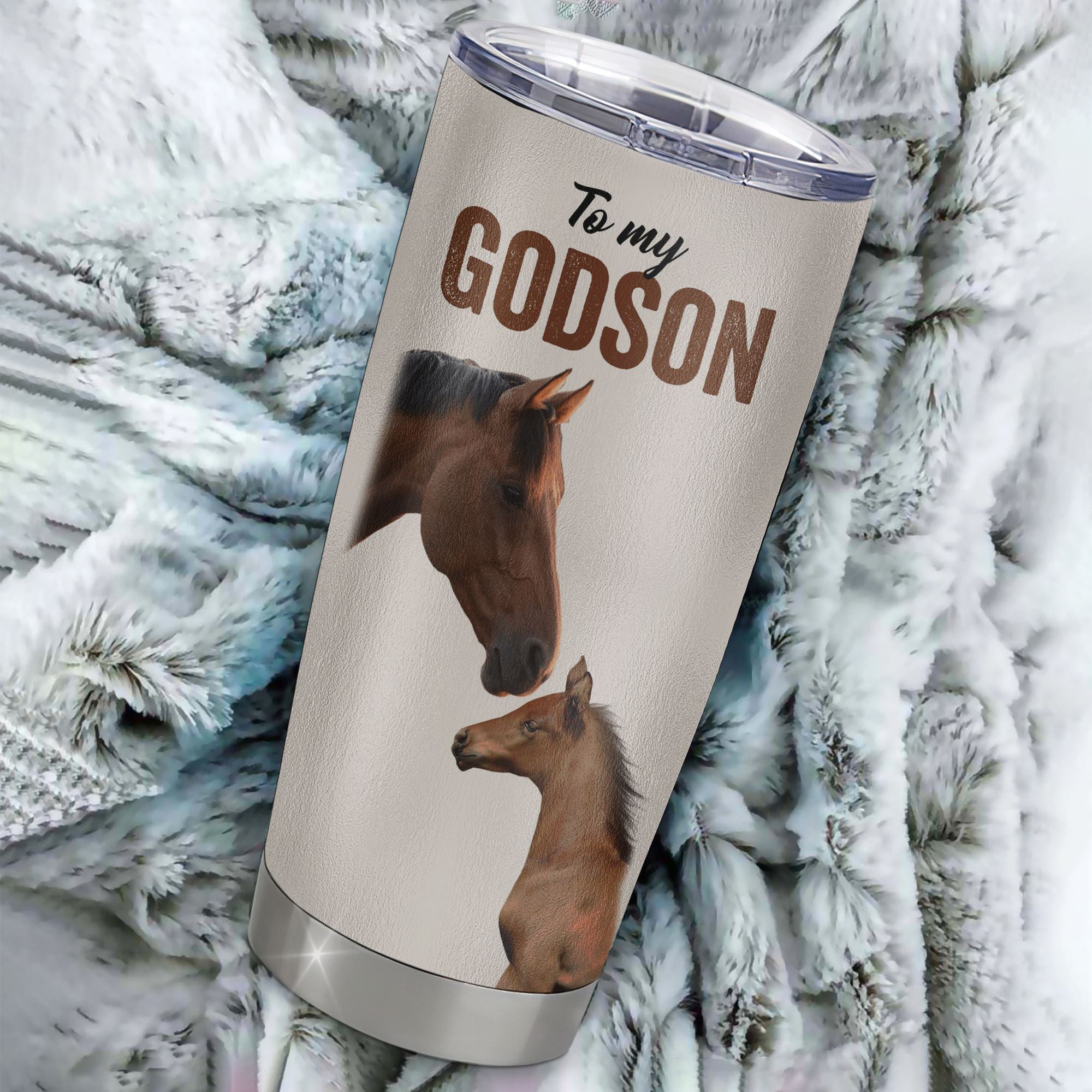 Personalized To My Godson Tumbler From Godmother Aunt Uncle Stainless Steel Cup This Old Horse Love You Godchild Birthday Graduation Christmas Travel Mug | siriusteestore