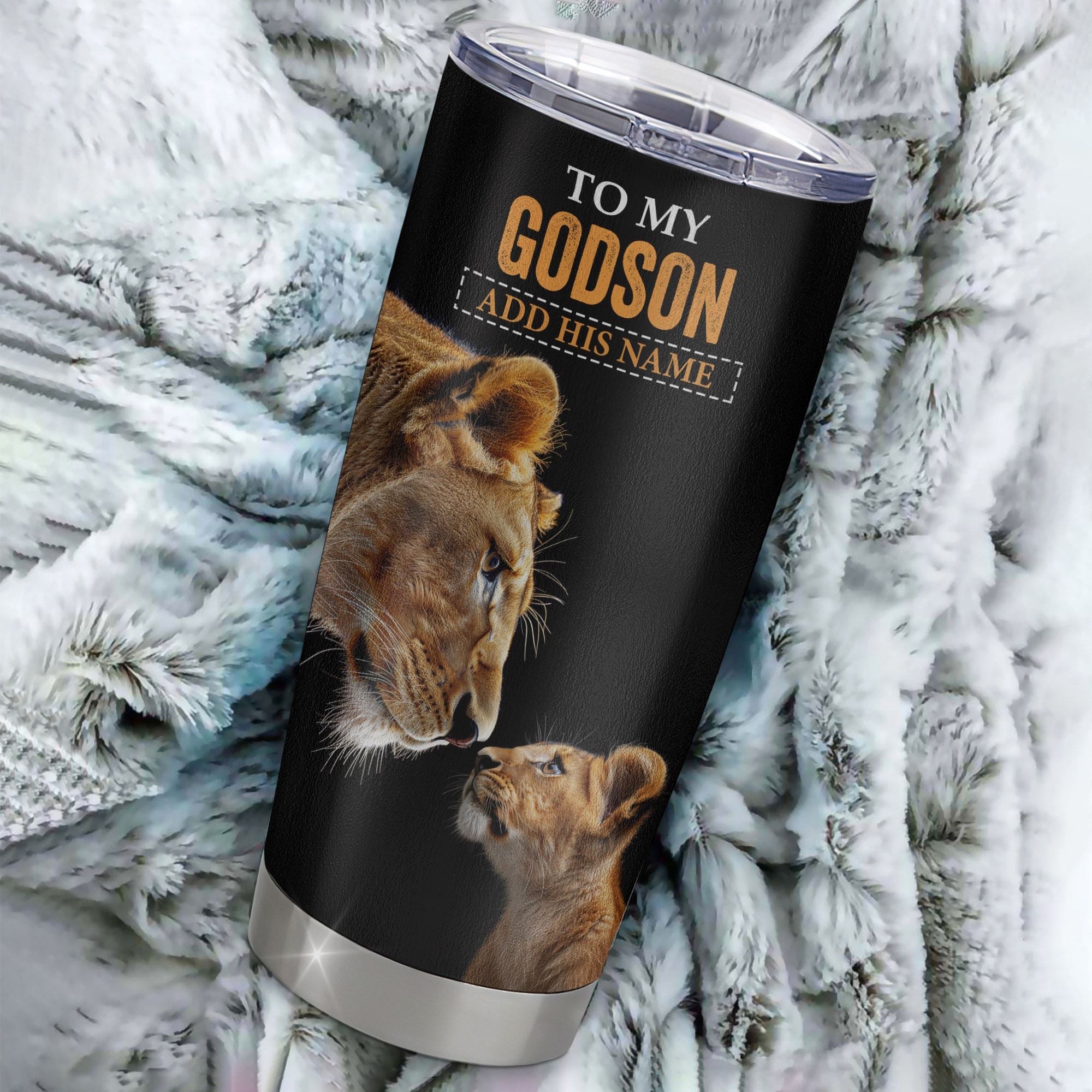 Personalized To My Godson Tumbler From Godmother Aunt You Will Never Lose Lion Godson Birthday Gifts Graduation Christmas Custom Stainless Steel Cup Travel Mug | siriusteestore
