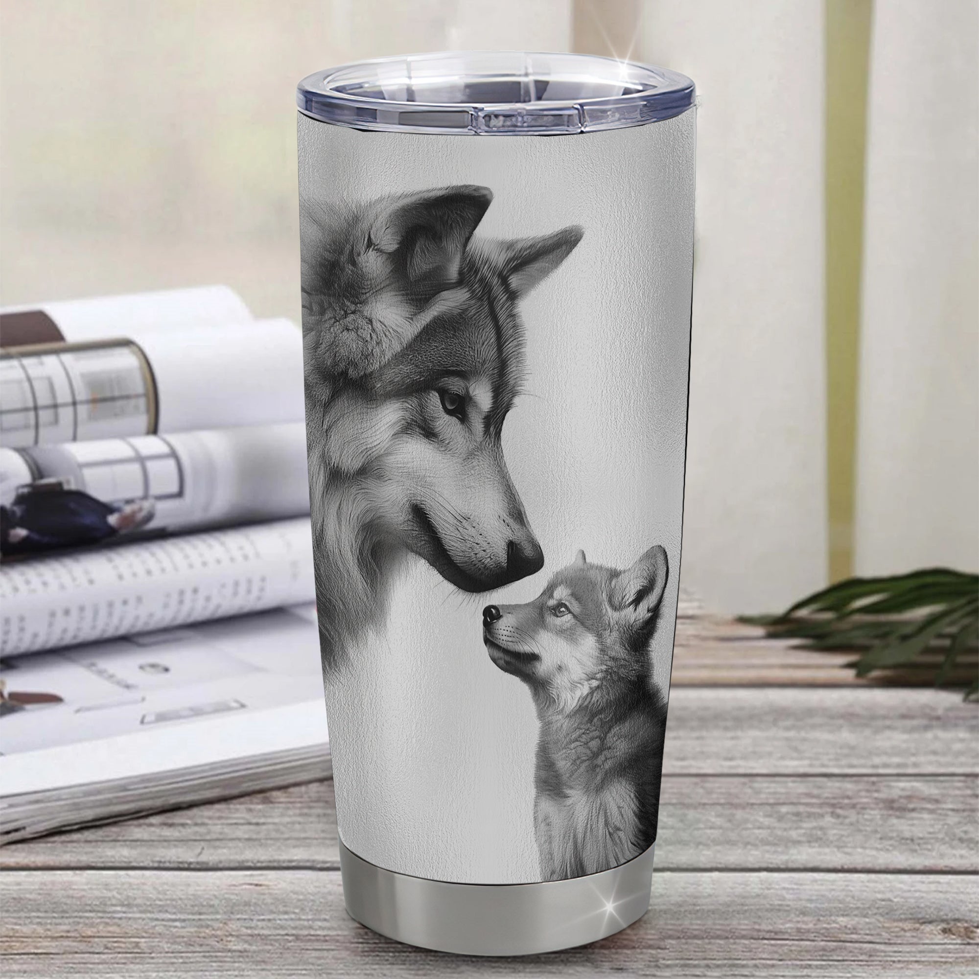 Personalized To My Godson Tumbler From Godmother Uncle Stainless Steel Cup Wolf My Love For You Is Forever Godchild Birthday Graduation Christmas Travel Mug | siriusteestore