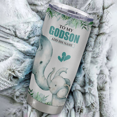 Personalized To My Godson Tumbler From Godmother Uncle You Will Never Lose Elephant Godson Birthday Gifts Graduation Christmas Custom Stainless Steel Cup Travel Mug | siriusteestore