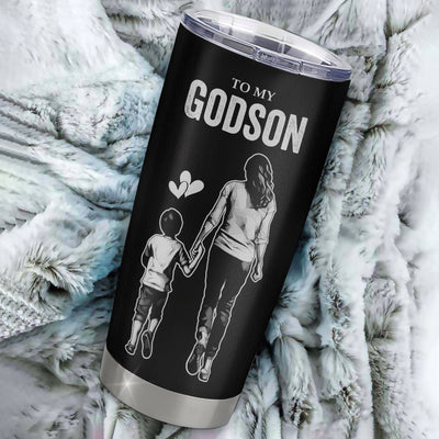 Personalized To My Godson Tumbler Stainless Steel Cup I Love You Forever From Godmother Aunt Godson Birthday Gifts Christmas Thanksgiving Graduation Custom Travel Mug | siriusteestore