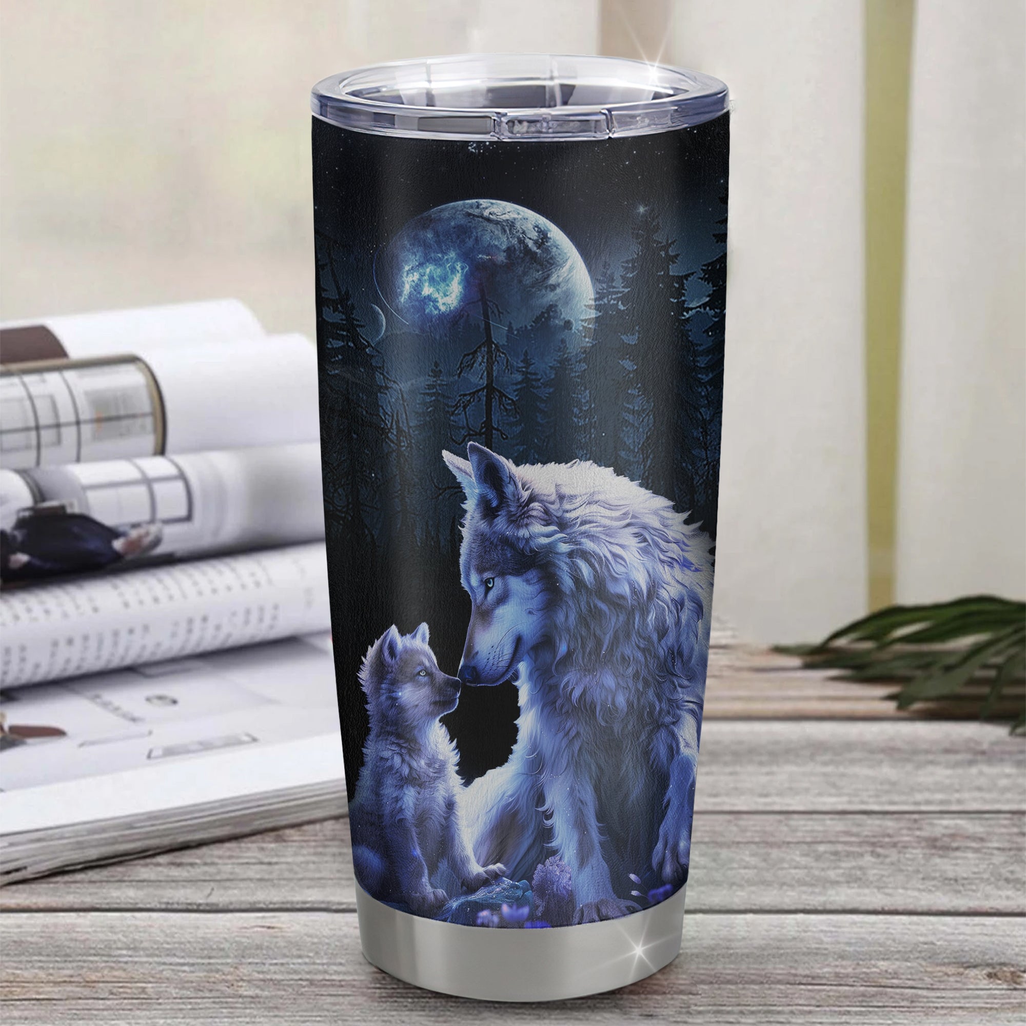 Personalized To My Godson Wolf Tumbler From Godmother Aunt Uncle Stainless Steel Cup Always Remember Godchild Birthday Graduation Christmas Travel Mug | siriusteestore