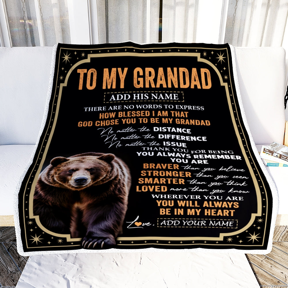 Personalized To My Grandad Gifts For Birthday From Grandson Grandkids Inspirational Bear Gifts For Grandad Blanket Birthday Idea Fathers Day Fleece Blanket | siriusteestore