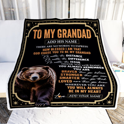 Personalized To My Grandad Gifts For Birthday From Grandson Grandkids Inspirational Bear Gifts For Grandad Blanket Birthday Idea Fathers Day Fleece Blanket | siriusteestore