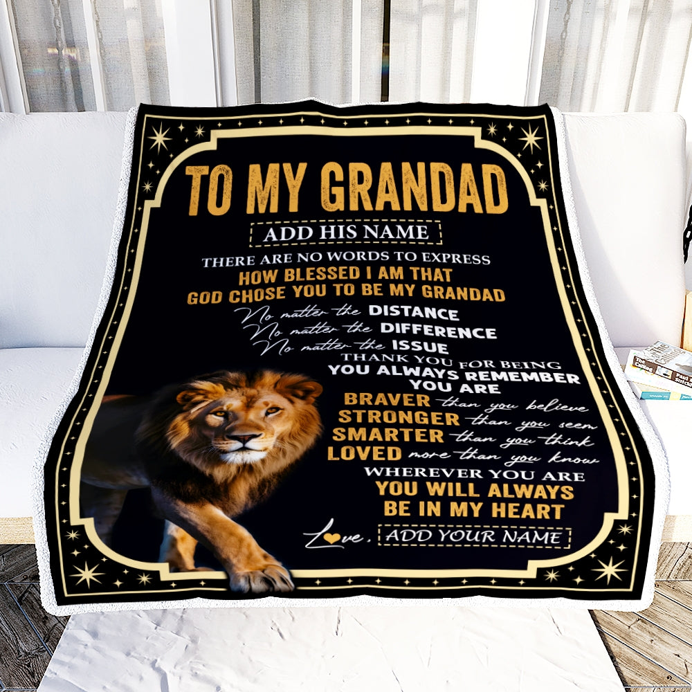 Personalized To My Grandad Gifts For Birthday From Grandson Grandkids Inspirational Lion Gifts For Grandad Blanket Birthday Idea Fathers Day Fleece Blanket | siriusteestore