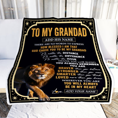 Personalized To My Grandad Gifts For Birthday From Grandson Grandkids Inspirational Lion Gifts For Grandad Blanket Birthday Idea Fathers Day Fleece Blanket | siriusteestore
