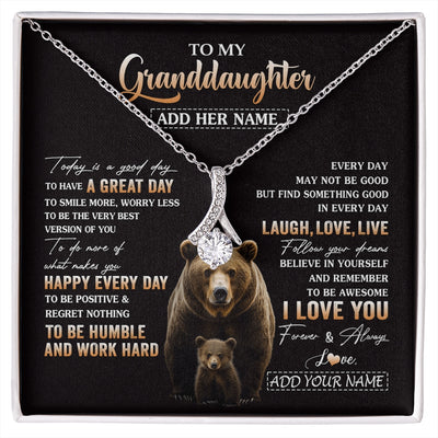 Alluring Beauty Necklace 14K White Gold Finish | 1 | Personalized To My Granddaughter Bear Necklace From Grandma Grandpa Every Day Laugh Love Live Granddaughter Birthday Gifts Christmas Gift Box Message Card | https://siriusteestore.