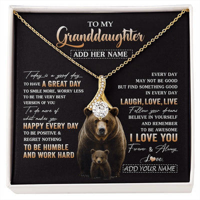 Alluring Beauty Necklace 18K Yellow Gold Finish | 1 | Personalized To My Granddaughter Bear Necklace From Grandma Grandpa Every Day Laugh Love Live Granddaughter Birthday Gifts Christmas Gift Box Message Card | https://siriusteestore.