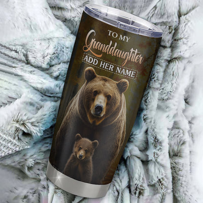 Personalized To My Granddaughter Bear Tumbler From Grandma Grandpa Every Day Laugh Love Live Granddaughter Birthday Gifts Christmas Custom Stainless Steel Travel Mug | siriusteestore