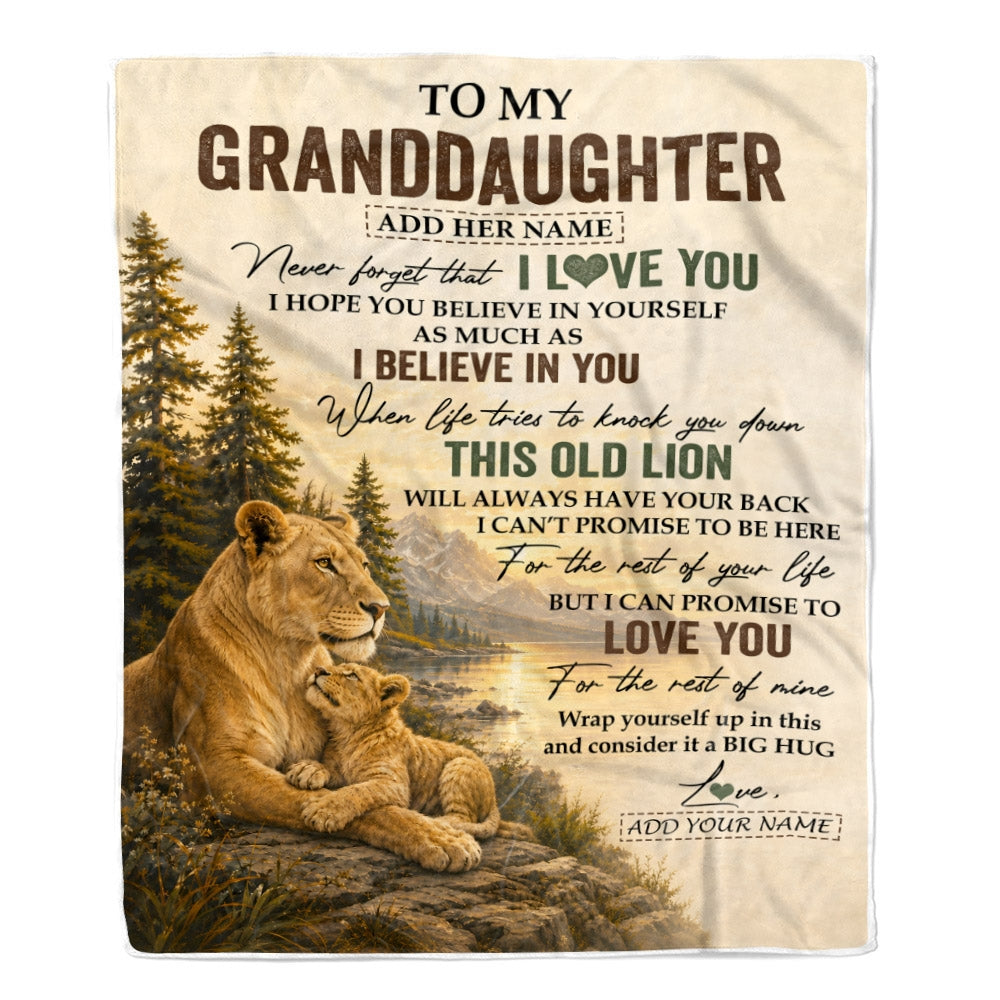Personalized To My Granddaughter Birthday Gifts From Grandma This Old Lion Blanket Granddaughter Gifts Graduation Christmas Gift Ideas Women Fleece Blanket | siriusteestore