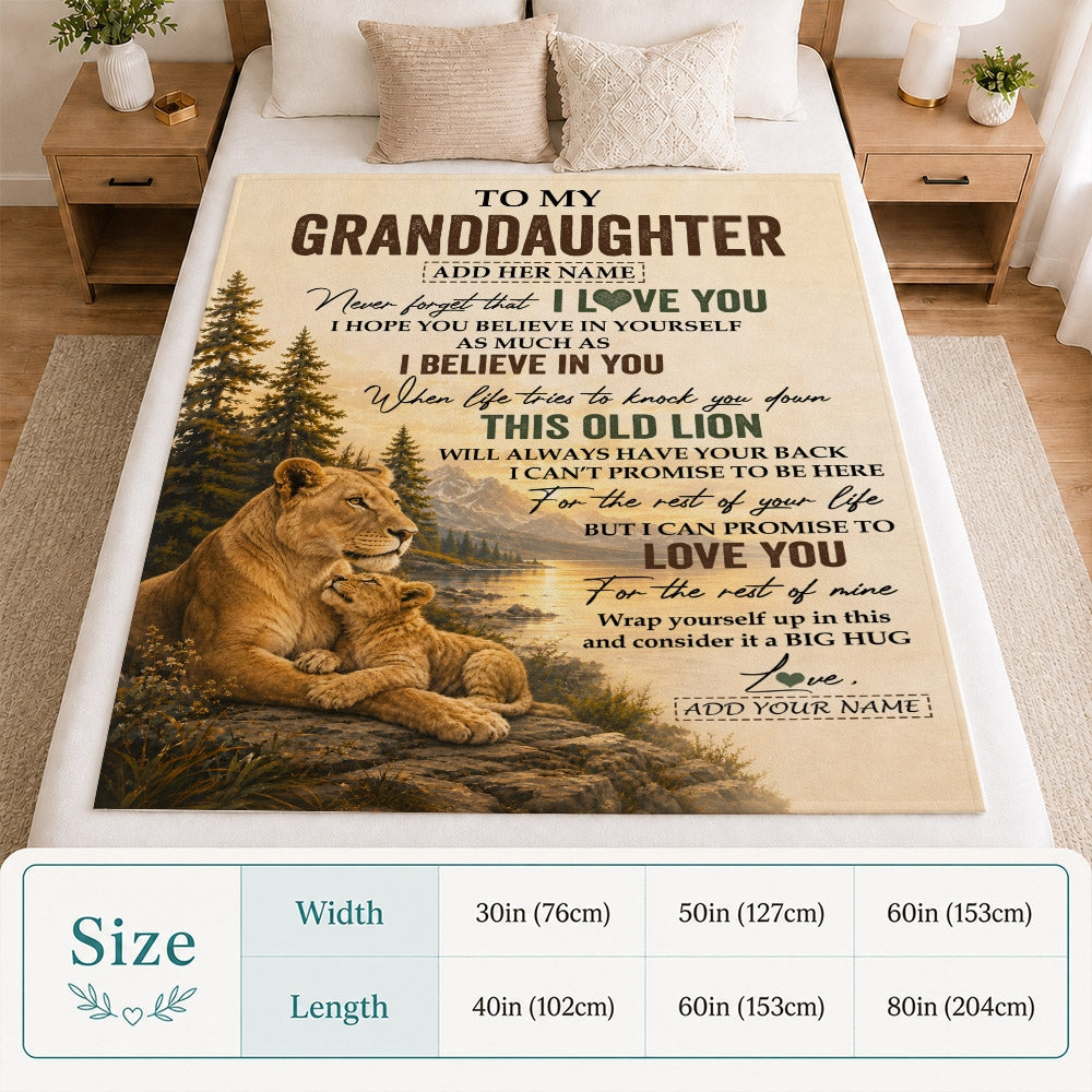 Personalized To My Granddaughter Birthday Gifts From Grandma This Old Lion Blanket Granddaughter Gifts Graduation Christmas Gift Ideas Women Fleece Blanket | siriusteestore