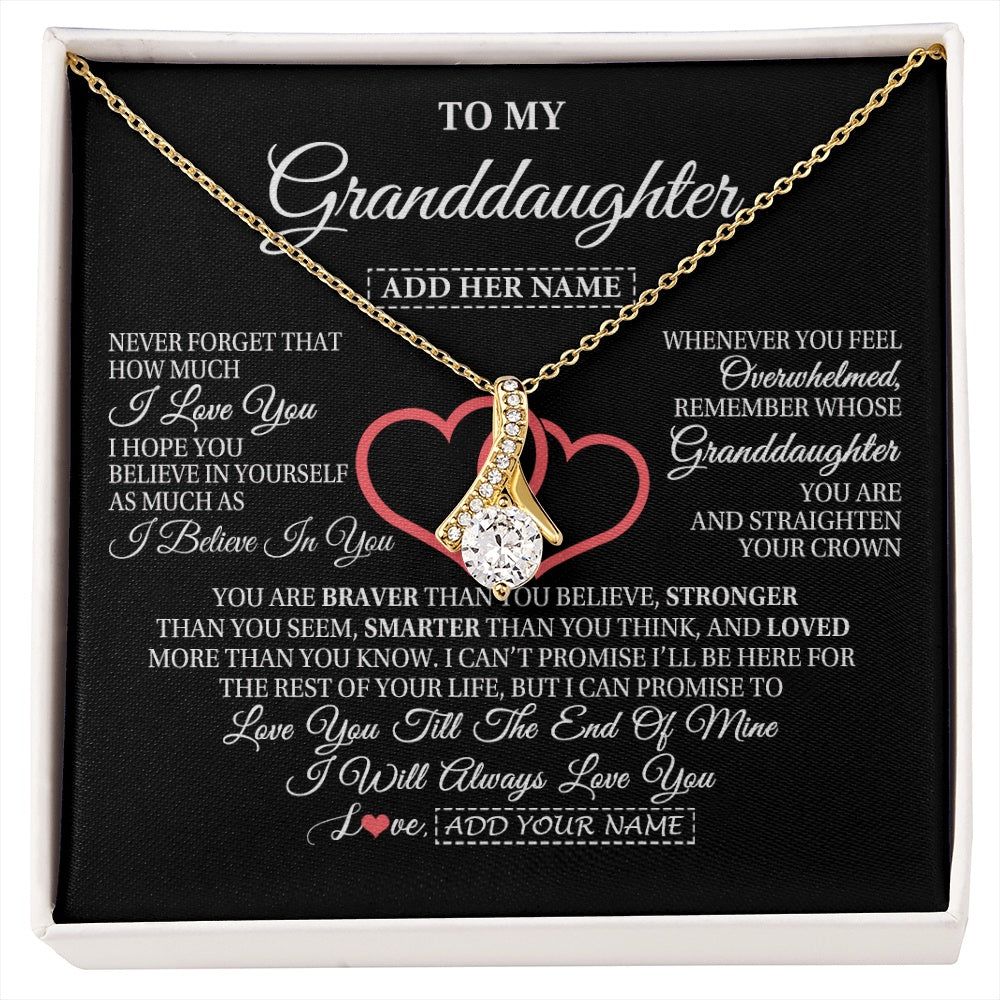 Alluring Beauty Necklace 18K Yellow Gold Finish | 1 | Personalized To My Granddaughter Birthday Gifts From Granparents Always Love You Granddaughter Gifts Necklace Jewelry Christmas Custom Gift Box Message Card | siriusteestore.myshopify
