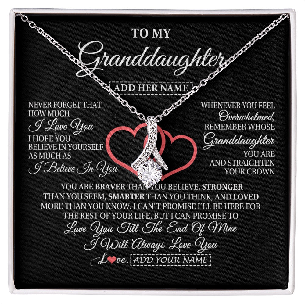 Alluring Beauty Necklace 14K White Gold Finish | 1 | Personalized To My Granddaughter Birthday Gifts From Granparents Always Love You Granddaughter Gifts Necklace Jewelry Christmas Custom Gift Box Message Card | siriusteestore.myshopify
