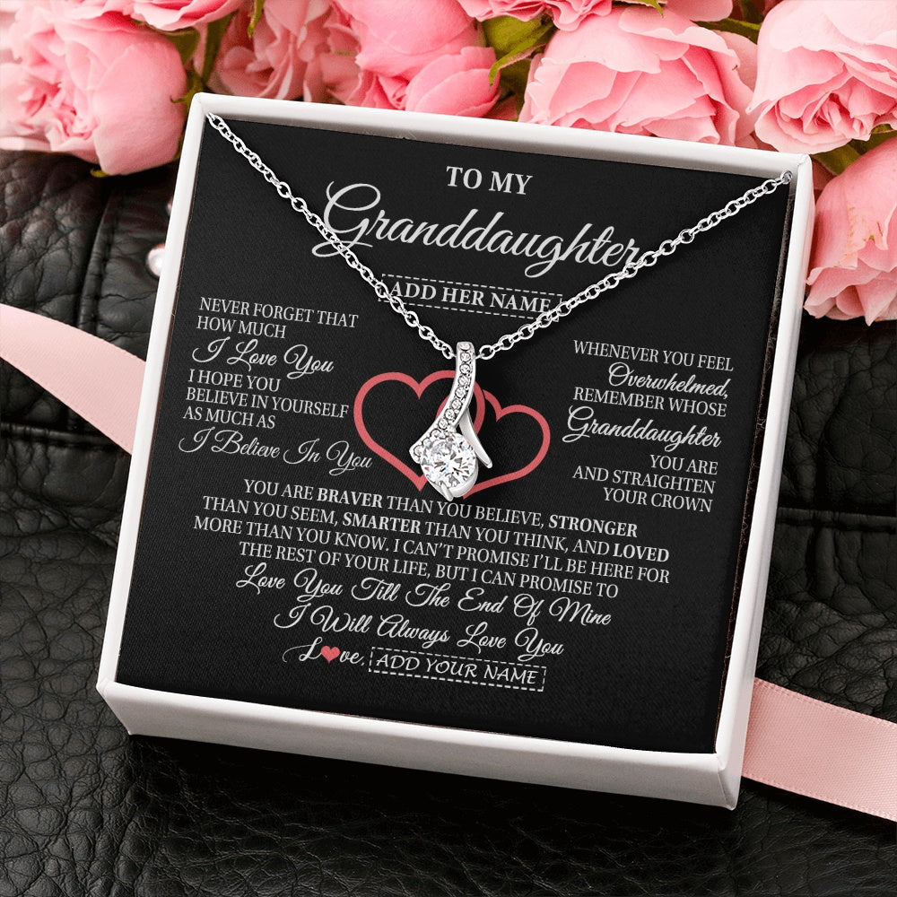 Alluring Beauty Necklace 14K White Gold Finish | 2 | Personalized To My Granddaughter Birthday Gifts From Granparents Always Love You Granddaughter Gifts Necklace Jewelry Christmas Custom Gift Box Message Card | siriusteestore.myshopify