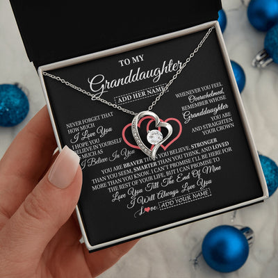 Forever Love Necklace 14K White Gold Finish | 2 | Personalized To My Granddaughter Birthday Gifts From Granparents Always Love You Granddaughter Gifts Necklace Jewelry Christmas Custom Gift Box Message Card | siriusteestore.myshopify