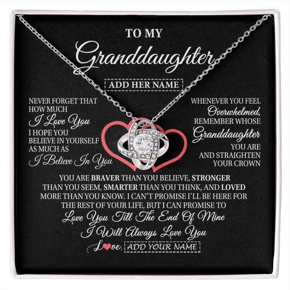Love Knot Necklace 14K White Gold Finish | 1 | Personalized To My Granddaughter Birthday Gifts From Granparents Always Love You Granddaughter Gifts Necklace Jewelry Christmas Custom Gift Box Message Card | siriusteestore.myshopify