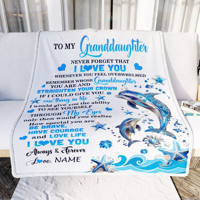 Personalized To My Granddaughter Blanket Dophin Never Forget I Love You Granddaughter Birthday Graduation Christmas Customized Gift Fleece Throw Blanket | siriusteestore