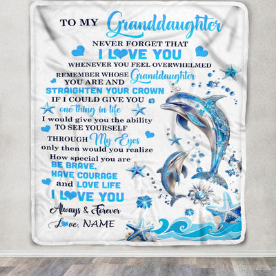 Personalized To My Granddaughter Blanket Dophin Never Forget I Love You Granddaughter Birthday Graduation Christmas Customized Gift Fleece Throw Blanket | siriusteestore