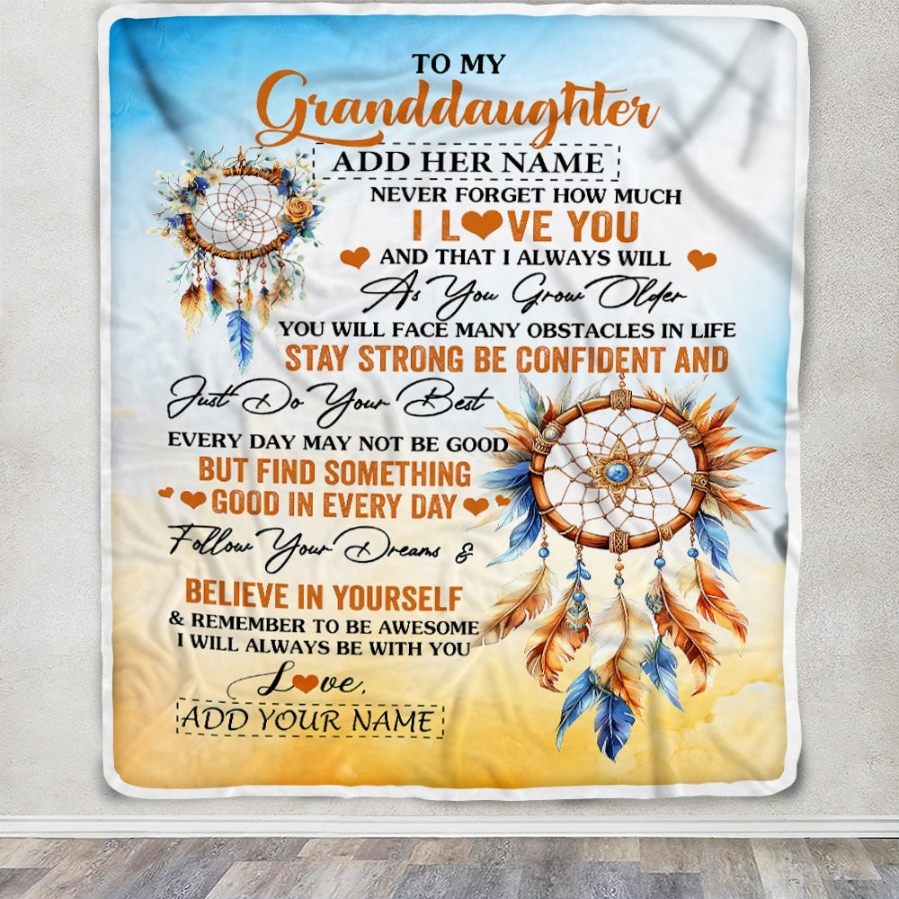Personalized To My Granddaughter Blanket Dream Catcher I Love You Forever From Grandma Grandpa Nana Birthday Gifts Christmas Graduation Custom Fleece Blanket | siriusteestore