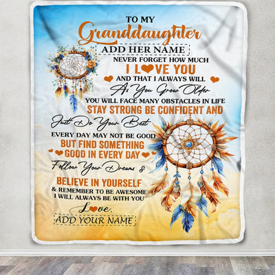 Personalized To My Granddaughter Blanket Dream Catcher I Love You Forever From Grandma Grandpa Nana Birthday Gifts Christmas Graduation Custom Fleece Blanket | siriusteestore