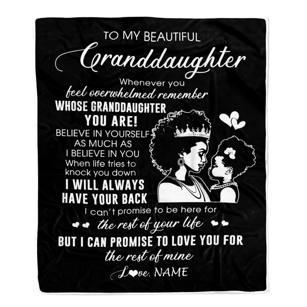 Personalized To My Granddaughter Blanket From Grandma African Woman Whenever You Feel Overwhelmed Granddaughter Birthday Christmas Customized Fleece Blanket | siriusteestore